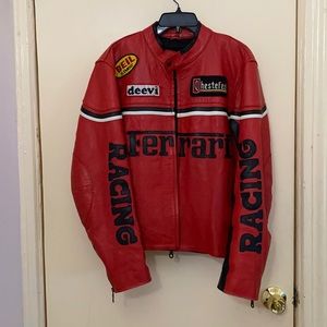 Red Leather Ferrari Racing Jacket
